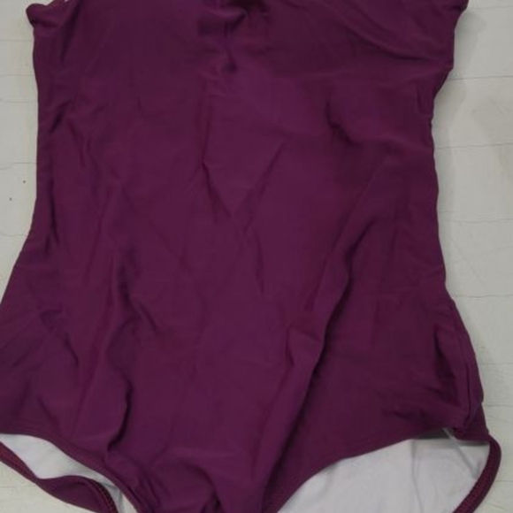 Purple One Piece Swimsuit with Plunging V-Neckline - Picture 2 of 5